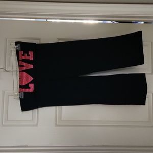 Pink VS Black Crop Leggings NWOT Never Worn Size M All Rhinestones Attached